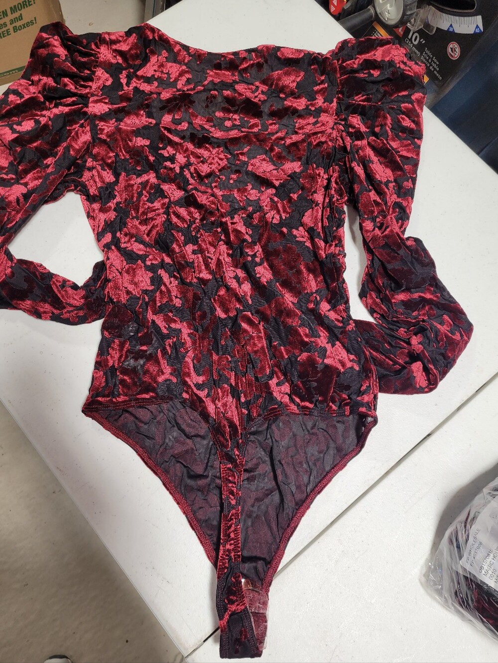 Free People Burgundy Velvet Magic Hour Bodysuit - Picture 7 of 8